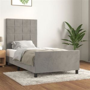 VidaXL Cadre de lit avec tête de lit Gris clair 80x200 cm Velours