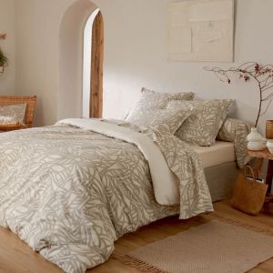 Tradilinge Parure de couette imprim&eacute;e graphique Beige 200x200 cm