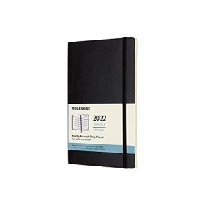Moleskine Agenda Mensuel, Agenda Calendrier 2022, Agenda Planner 12 Mois et Carnet de Notes avec Couverture Souple, Format XL 19 x 25 cm, Noir, 128 Pages