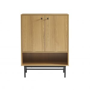 Meuble &agrave; chaussures effet ch&ecirc;ne pieds m&eacute;tal noir 80cm