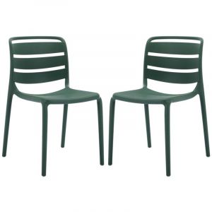 Lot de 2 chaises de jardin empilables en polypropylène - Vert sapin - MOAH de MYLIA