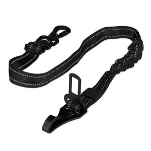 Relaxdays Ceinture de Voiture pour Chien, 60 à 80 cm, avec Amortisseur de Dos, Mousqueton Rotatif et Languette de Sangle, Ceinture de Voiture pour Chien pour Banquette arrière, Noire