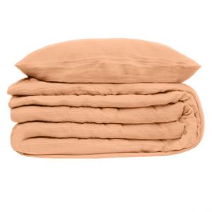 Image de Atmosphera Parure de lit 2 Personnes en gaze de coton Rose 260 x 240 cm Housse de couette avec 2 taies Vieux rose