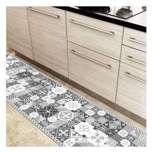 Tapis en vinyle - Carreaux de Ciment PATTY Gris 120x50 - 120mm