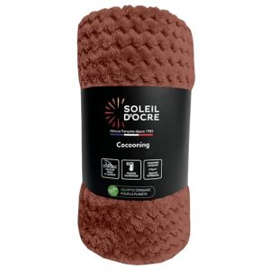 Soleil d'Ocre Couverture, Plaid 180x220 cm COCOONING Brique