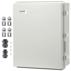 VEVOR Boîte de jonction électrique, 350x250x150 mm boîtier électrique plastique ABS couvercle à charnière, loquet en acier inoxydable, étanche IP67 à la poussière pour projets électriques extérieurs