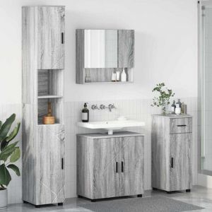 VidaXL Ensemble De Mobilier De Salle De Bain 4 Pcs Sonoma Gris