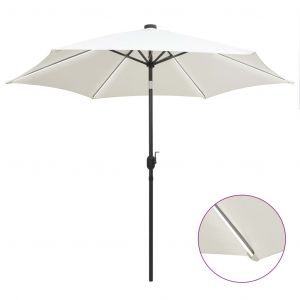 Image de VidaXL Parasol avec LED et mât en aluminium 300 cm Blanc sable