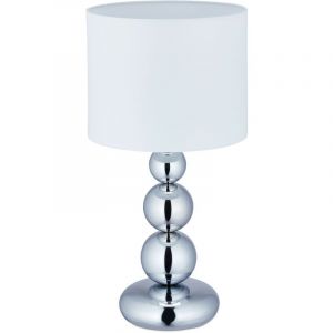 Image de Relaxdays Lampe de chevet, abat-jour blanc, pied argenté, douille E27, HxD 50x25 cm, pour salon & chambre, argenté/blanc