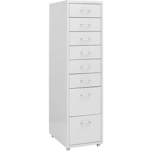 Décoshop26 Caissons à tiroirs meuble de bureau sur roulettes 8 tiroirs 28 x 41 x 109 cm en métal gris DEC024573
