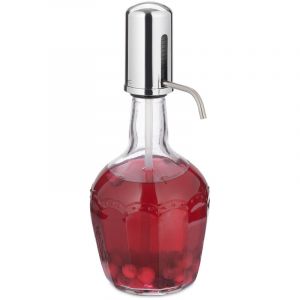 Image de Relaxdays Distributeur d’eau, pompe à main, fontaine à boissons manuelle, capacité de remplissage de 2,4 l, transparent