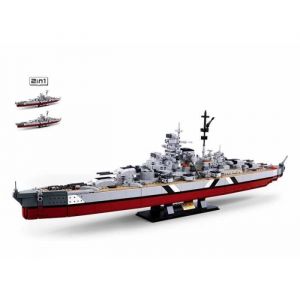 Sluban Jeu de construction brique emboitable modelbricks cuirasse bismarck 2 en 1 M38-B1102