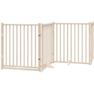 VidaXL Barrière pour chiens avec porte 4 panneaux bois de sapin massif