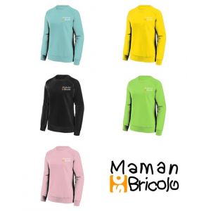 Sweat col rond Maman Sobricolo rose TM - SWJH030BPM
