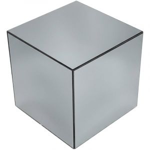 Table cubique miroir transparent. bout de canapé. table d'appoint cube miroir 35cm