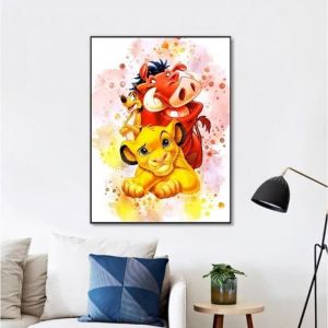 Toile Roi Lion Simba 30x40cm - Affiche Poster Chambre Bébé Garcon Fille - Décoration Intérieur Maison - Pop Art Deco