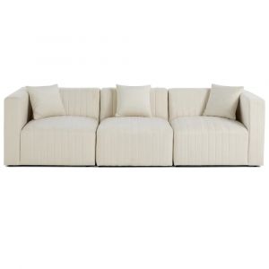 Canapé modulable 3 places en velours beige