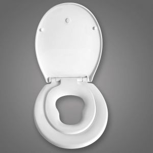 Couvercle de WC famille avec siège d'enfant abattant WC en plastique avec abaissement automatique blanc 19_0000682