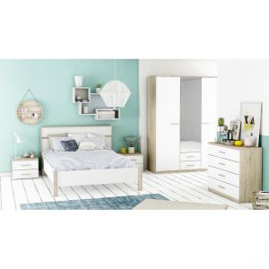 Declikdeco Armoire 3 portes ouvrantes miroirs avec 2 tiroirs Selena