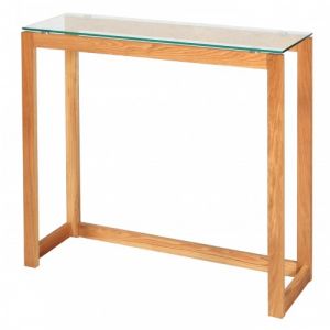 Image de Console bureau en bois plateau en verre Nordic (L.100xP.32xH.75cm)