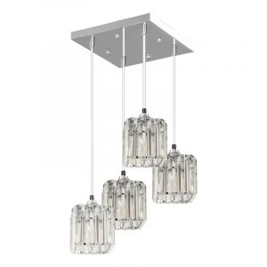 Spotlight Lampe Suspension 4 Têtes "Casino" 33cm Transparent