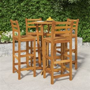 VidaXL Ensemble de Bar de Jardin 5 pcs, Table et Chaises avec Repose-Pieds, Ensemble de Meubles de Terrasse Extérieur, Bois d'Acacia Solide