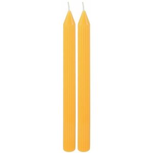 Ruedelafete Set de 2 bougies Flambeau Cannelées 25cm Jaune Moutarde