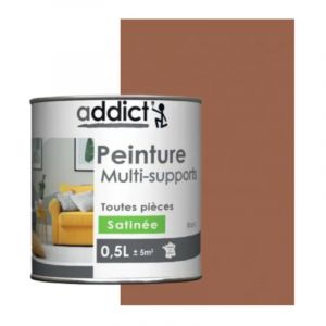 Addict 'peinture - Peinture acrylique multi supports décoration intérieur, taupe satin, 0,5 litre