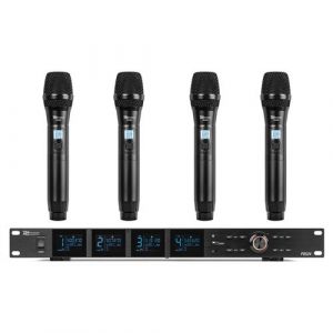 Power Dynamics PD524 Syst&egrave;me de Microphones UHF avec 4 Micros Main Sans Fil - 100 Canaux