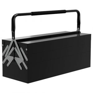 Boite à outils métallique - DURHAND - coffret à outils - caisse à outils 3 niveaux 5 plateaux rétractables - tôle acier noir