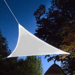 Image de Voile d'ombrage triangulaire Leds solaires 3,60 x 3,60 x 3,60 m Blanc