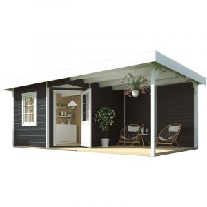 Image de Weka Abri de jardin bois 28mm 12,88 m&sup2; avec auvent d&eacute;j&agrave; peint en anthracite