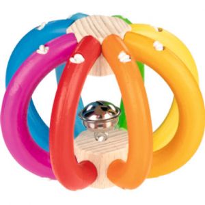 Heimess Hochet anneau élastique balle arc-en-ciel bois