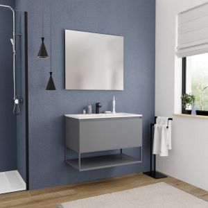 Ceramia meuble de salle de bain 80 cm, certifié FSC, gris foncé (CERAMIA-1DG80)