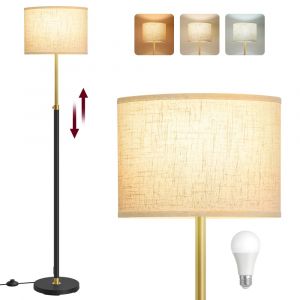 Lampadaire hauteur réglable style moderne douille e27 doré et noir