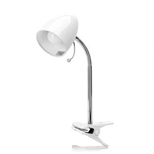 AGS Aigostar Lampe de Bureau à Pince Lampe de Chevet Table Enfant Metal Liseuse Lampe de Lecture, E27, Câble de 1,5 m avec Interrupteur, Blanc