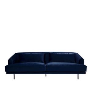 DRAWER WINSEN - Canapé 4 places en velours pieds droits en métal - Bleu marine