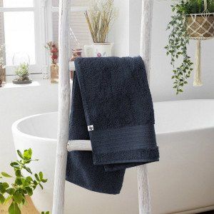 Serviette de bain coton bio (50 x 90 cm) Garance Bleu nuit