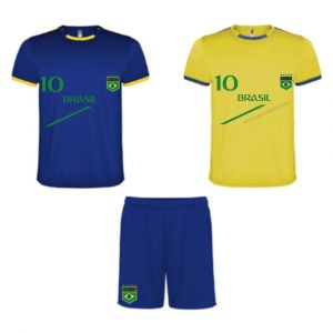 Ensemble De Foot Short + 2 Tee Shirt Br&eacute;sil Enfant