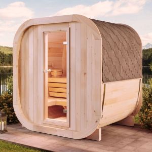 Image de Sauna à tonneau ScandiCube Mini xs Naturel, 42 mm Épaisseur de paroi 210 x 160 cm - Naturel - Finntherm