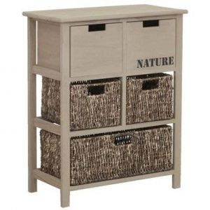 Aubry Gaspard Commode en bois et maïs "Nature" 5 tiroirs