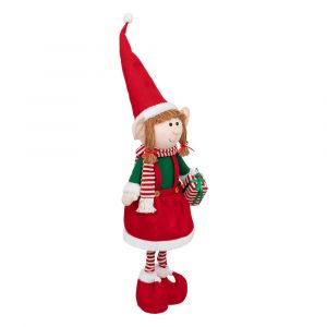 D&eacute;co de No&euml;l Lutin t&eacute;l&eacute;scopique avec bonnet H maxi 110 cm