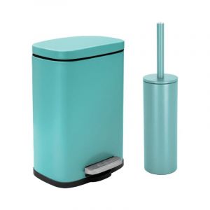 Spirella Set Poubelle à pédale 5L & Brosse Wc akira Turquoise mat