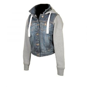 Booster Blouson en jean femme Denim Hoodie Ladies - M