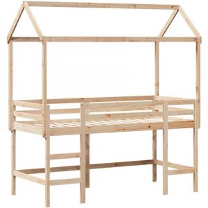 VidaXL Lit Superpos&eacute; Et &Eacute;chelle Et Toit 90x190 Cm Bois De Pin Massif