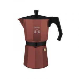 Cecotec Cafetiere Italienne Cumbia Mokclassic 600 Garnet. Cafetière Italienne 300 ml Marron, 6 Tasses, Compatible Induction et Autres Surfaces, Poignée Ergonomique, Filtre Acier Inoxydable