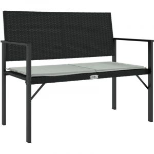 VidaXL Banc de jardin à 2 places avec coussin noir résine tressée