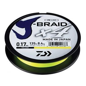 Daiwa J-tresse X4 tressé Ligne De Pêche - Toutes Les Tailles & Couleurs - Jaune, 0.13mm 270m