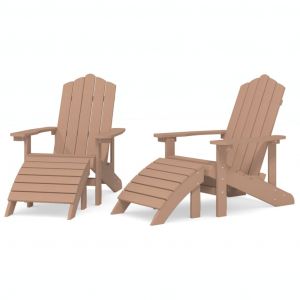 VidaXL Chaises de jardin Adirondack 2pcs avec repose-pieds PEHD Marron