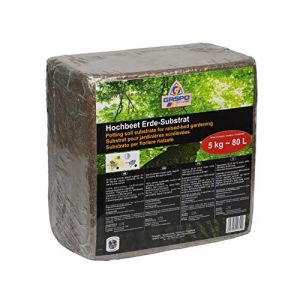 Image de Gaspo Substrat de terre sur&eacute;lev&eacute; - Terreau de coco pour plate-bande sur&eacute;lev&eacute;e et plantes - 5 kg donne 80 litres d'humme le plus fin.